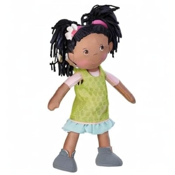 HABA Cari 12" Soft Doll Washable Embroidered Face Green Dress