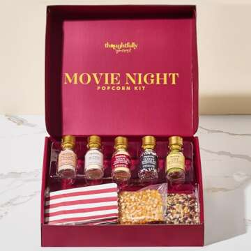 Thoughtfully Gourmet, Movie Night Popcorn Set, Includes Yellow and Mixed Popcorn Kernels, 10 Paper P...