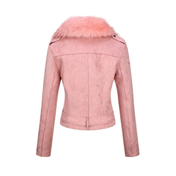 Bellivera Women's Faux Leather Suede Moto Jacket