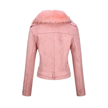 Bellivera Women's Faux Leather Suede Moto Jacket
