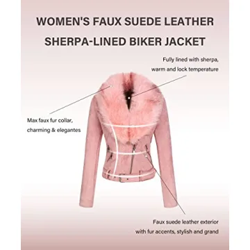 Bellivera Women's Faux Leather Suede Moto Jacket