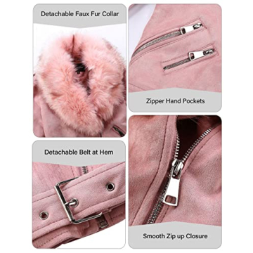 Bellivera Women's Faux Leather Suede Moto Jacket