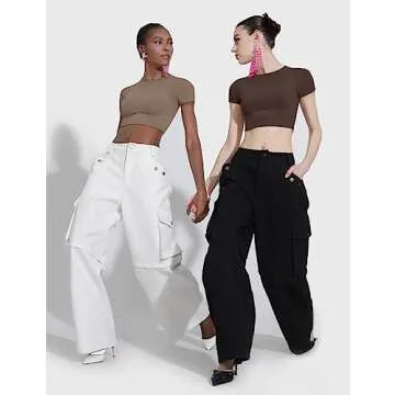 PUMIEY Crop Tops for Women Short Sleeve Crew Neck T Shirt Sexy Baby Tees Tiramisu X-Small