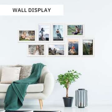 DECOCIAGA 8x10 Picture Frame Set of 4, White Beaded Photo Frames Display Pictures 5x7 with Mat or 8x10 without Mat, Multi Photo Frames Collage for Wall or Tabletop Decor