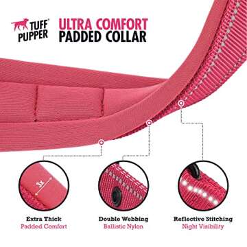 Tuff Pupper Padded Dog Collar with Reflective Stitching