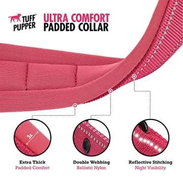 Tuff Pupper Padded Dog Collar with Reflective Stitching