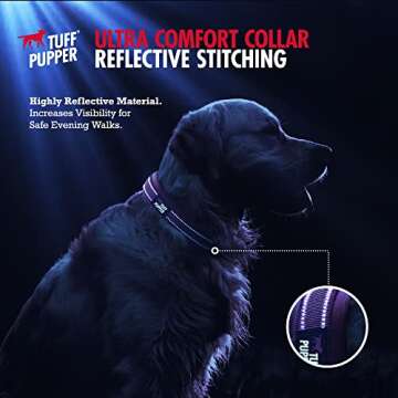 Tuff Pupper Padded Dog Collar with Reflective Stitching