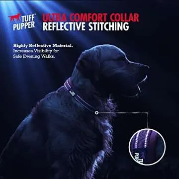 Tuff Pupper Padded Dog Collar with Reflective Stitching