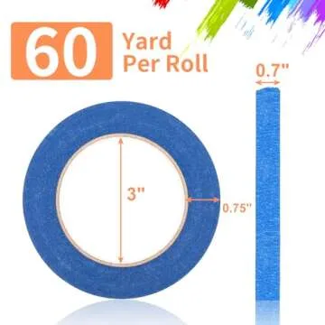 KICNIC Premium Blue Painters Tape 3 Rolls, 180 Yards Total, Paint Tape for Multi-Purpose, Painting, Painter's, Masking Master Tape for Crafts Arts & Labeling, 0.7in x 60yd Each