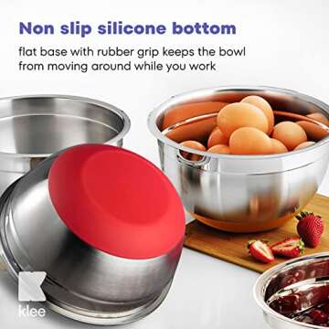Klee 5-Piece Stainless Steel Colorful Mixing Bowls with Rubber Bottom, Set of 5