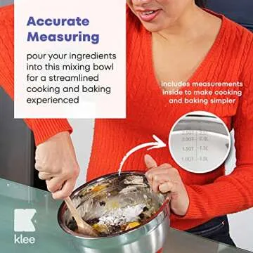 Klee 5-Piece Stainless Steel Colorful Mixing Bowls with Rubber Bottom, Set of 5