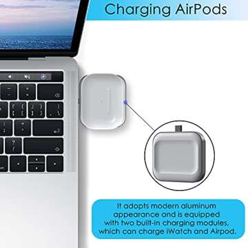 Portable Watch Charger Compatible with AirPods Pro 2/3，Compatible with Apple Watch Series 9 8 7 6 SE 5 4 3 2 1, 2 in 1 USB C Dual-Sided Magnetic Charging Station for Travel Cordless Charger