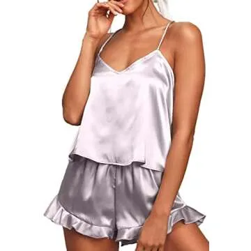 Stylish Silk Satin Two Piece Pajamas Set for Women
