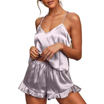 Stylish Silk Satin Two Piece Pajamas Set for Women