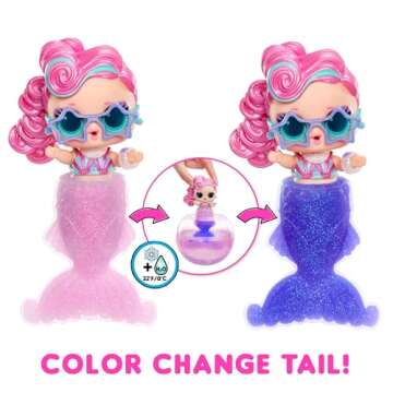 LOL Surprise Mermaids Tots with Color Change Tail, Make A Mermaid Tail, 8 Dolls to Collect, Fashion Accessories, Great Gift for Kids Ages 4+