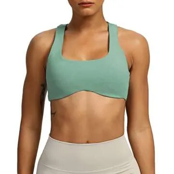 Aoxjox Women's Sculpt Racerback Sports Bra in Sage Green