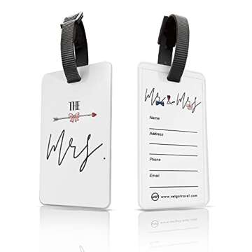 SetGo Mr & Mrs Tie & Bow Luggage Tag (Set of 2), Plastic Travel Tag for Honeymoon, Wedding Gift, Bri...