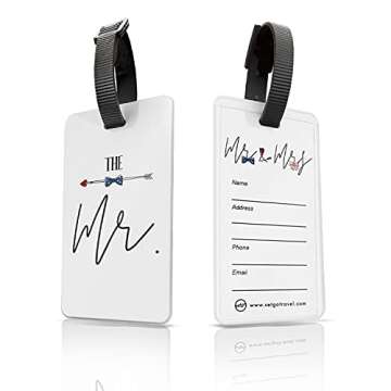 SetGo Mr & Mrs Tie & Bow Luggage Tag (Set of 2), Plastic Travel Tag for Honeymoon, Wedding Gift, Bridal Shower