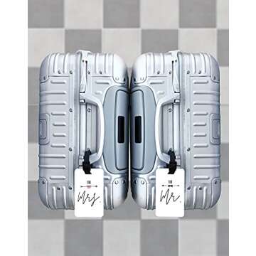 SetGo Mr & Mrs Tie & Bow Luggage Tag (Set of 2), Plastic Travel Tag for Honeymoon, Wedding Gift, Bridal Shower