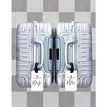 SetGo Mr & Mrs Tie & Bow Luggage Tag (Set of 2), Plastic Travel Tag for Honeymoon, Wedding Gift, Bridal Shower