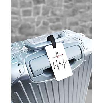 SetGo Mr & Mrs Tie & Bow Luggage Tag (Set of 2), Plastic Travel Tag for Honeymoon, Wedding Gift, Bridal Shower