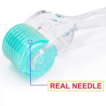 Angel Kiss Derma Roller REAL NEEDLES - 192 Microneedling Beginner Stainless Steel Needle & Advanced 5 Titanium Needle Combination Micro Needle Roller 0.3mm - w/Storage Case