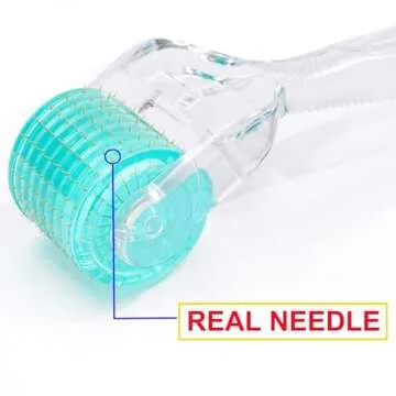 Angel Kiss Derma Roller REAL NEEDLES - 192 Microneedling Beginner Stainless Steel Needle & Advanced 5 Titanium Needle Combination Micro Needle Roller 0.3mm - w/Storage Case