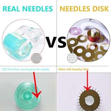 Angel Kiss Derma Roller REAL NEEDLES - 192 Microneedling Beginner Stainless Steel Needle & Advanced 5 Titanium Needle Combination Micro Needle Roller 0.3mm - w/Storage Case