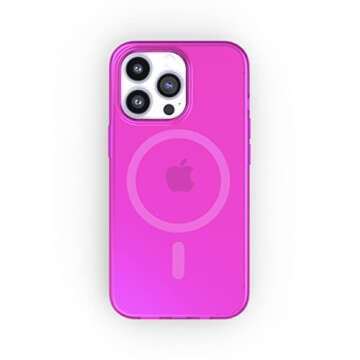 FELONY CASE - Stylish Neon Pink Crystal Clear Phone Case for iPhone 12/12 Pro - Compatible with MagSafe - 360° Shockproof Protective Cases