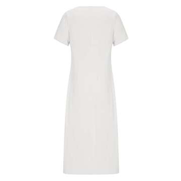 Ceboyel Women Boho Cotton Linen Dress Solid Color Asymmetrical Flowy Dresses Long Casual Maxi Ladies Beach Dress 2023 Beach Dresses for Women 2023 Trendy Plus White l