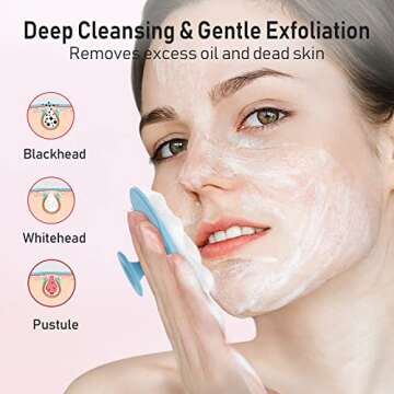 Face Scrubber Silicone Manual Exfoliator: Handheld Mini Facial Exfoliating Brush Soft Silicon Exfoliation Scrubby - Blackhead Cleaning Pore Cleansing Massaging for Sensitive Skin 2Pack 1