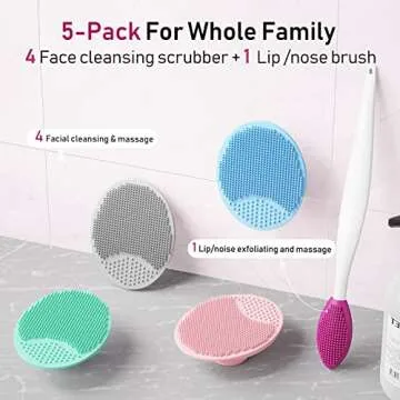 Face Scrubber Silicone Manual Exfoliator: Handheld Mini Facial Exfoliating Brush Soft Silicon Exfoliation Scrubby - Blackhead Cleaning Pore Cleansing Massaging for Sensitive Skin 2Pack 1