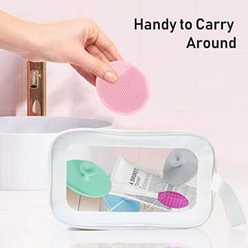Face Scrubber Silicone Manual Exfoliator: Handheld Mini Facial Exfoliating Brush Soft Silicon Exfoliation Scrubby - Blackhead Cleaning Pore Cleansing Massaging for Sensitive Skin 2Pack 1