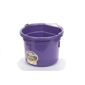 Little Giant® Flat Back Plastic Animal Feed Bucket | Animal Feed Bucket with Metal Handle | Horse F...