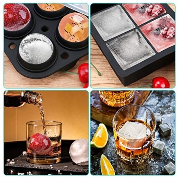 Ticent Ice Cube Trays - Silicone Sphere Molds for Cocktails