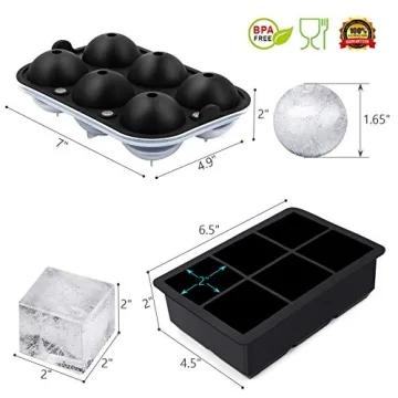 Ticent Ice Cube Trays - Silicone Sphere Molds for Cocktails
