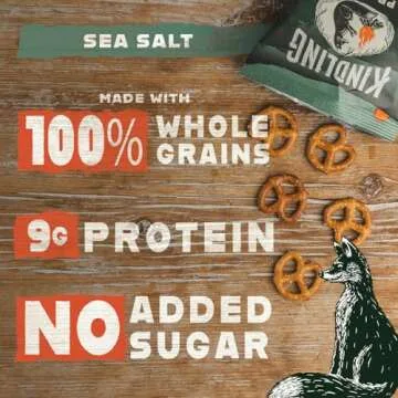 Kindling Protein Pretzels - Sea Salt | Protein-Packed Snack Size Bags | Kosher | 8-9g Protein Per Serving | Only 1-2g of Total Sugar | No Artificial Flavors, Soy-Free | Lunches, Office Snacks, & On-the-Go | 16-Count (1.06oz Bags)