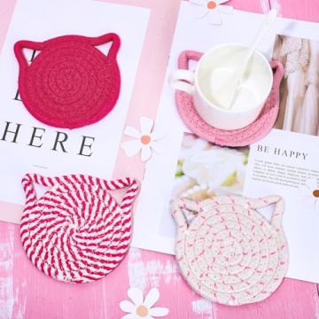 Cat Ear Drink Coasters Set – Fun & Functional Home Decor