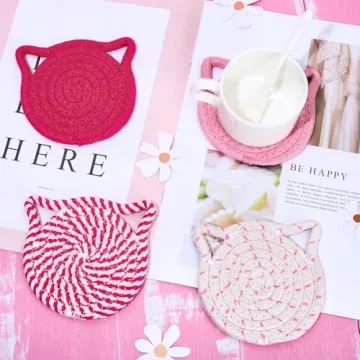 Cat Ear Drink Coasters Set – Fun & Functional Home Decor
