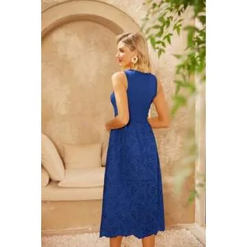 GRACE KARIN Sundresses for Women Casual Beach Sleeveless Tank Dress A Line Midi Dress Empire Waist Dress Holiday Dress Royal Blue L