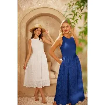 GRACE KARIN Sundresses for Women Casual Beach Sleeveless Tank Dress A Line Midi Dress Empire Waist Dress Holiday Dress Royal Blue L