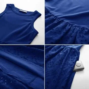 GRACE KARIN Sundresses for Women Casual Beach Sleeveless Tank Dress A Line Midi Dress Empire Waist Dress Holiday Dress Royal Blue L