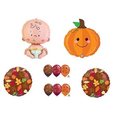 Cutest Lil Little Pumpkin in The Patch Fall Baby Shower Party Balloons Decorations Supplies