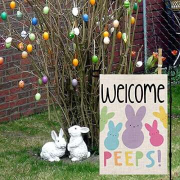 Welcome Easter Garden Flag Double Sided Vertical 12×18 Inch Bunny Banners Spring Yard Outdoor Farmhouse Decoration DF019