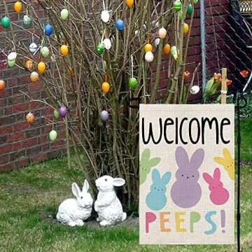 Welcome Easter Garden Flag Double Sided Vertical 12×18 Inch Bunny Banners Spring Yard Outdoor Farmhouse Decoration DF019