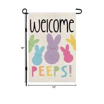 Welcome Easter Garden Flag Double Sided Vertical 12×18 Inch Bunny Banners Spring Yard Outdoor Farmhouse Decoration DF019