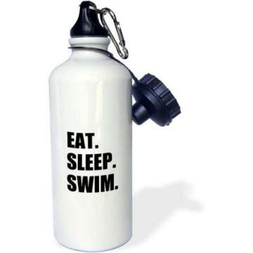 3dRose Eat Sleep Swimming Enthusiast Sports Water Bottle, 21oz