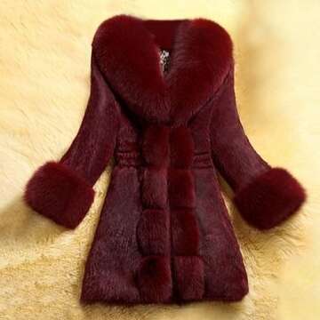 Winter Coats for Women, Women Faux Fur Coat Elegant Thick Warm Fashion Outerwear Long Furry Jacket P...