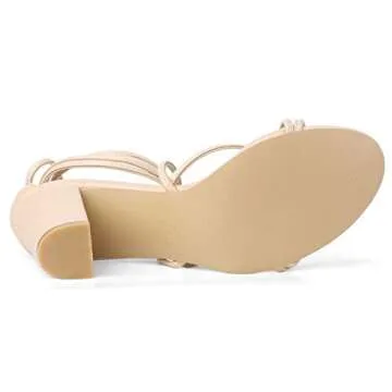 Allegra K Women's Strappy Lace Up Chunky Heeled Sandals