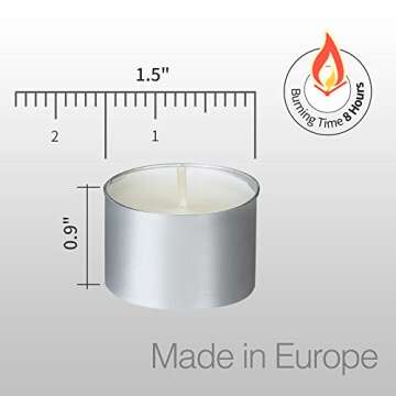 HomeLights Unscented Tealight Candles - 100 Pack, 8hr Smokeless White Votive Candles for Shabbat, We...